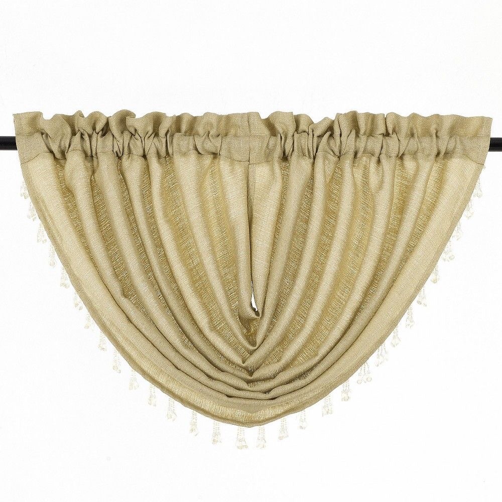 Set of 5 tan/black heathered beaded valance